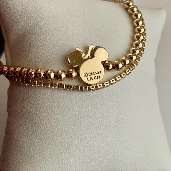 Disney Minnie Mouse Rhinestone & Charm Fine Silver Bracelet BNIB - Picture 5 of 11